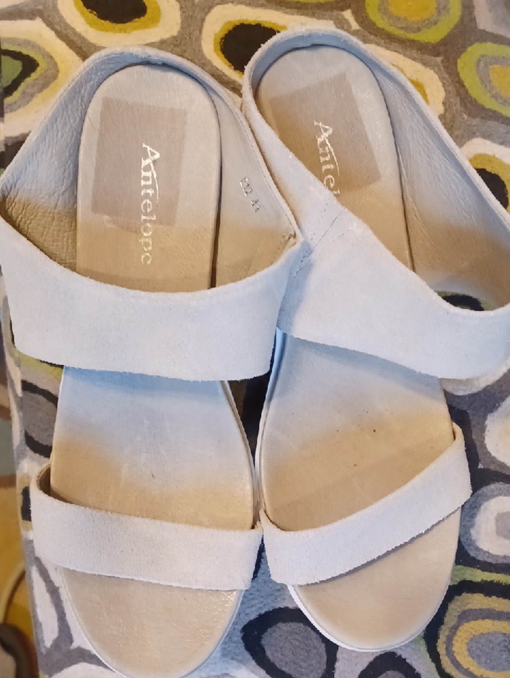 Antelope Light Beige Suede Double-Strap Slide Sandals